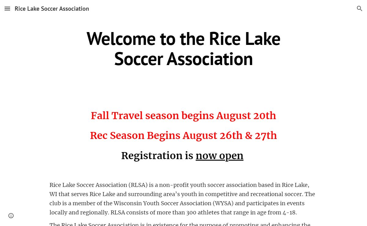Rice Lake Soccer Association