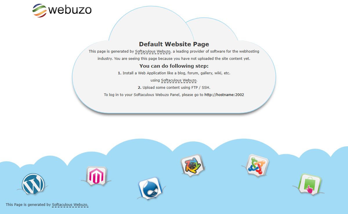 Softaculous Webuzo | Default Website Page