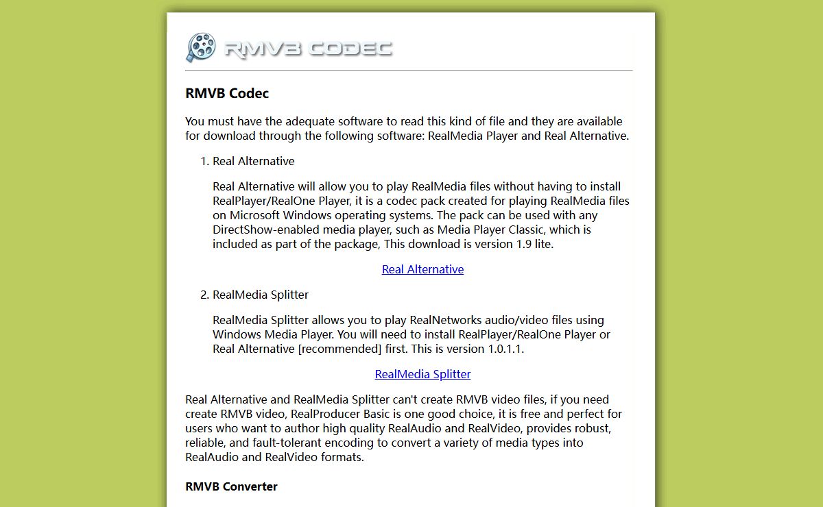RMVB Codec and RMVB Converter