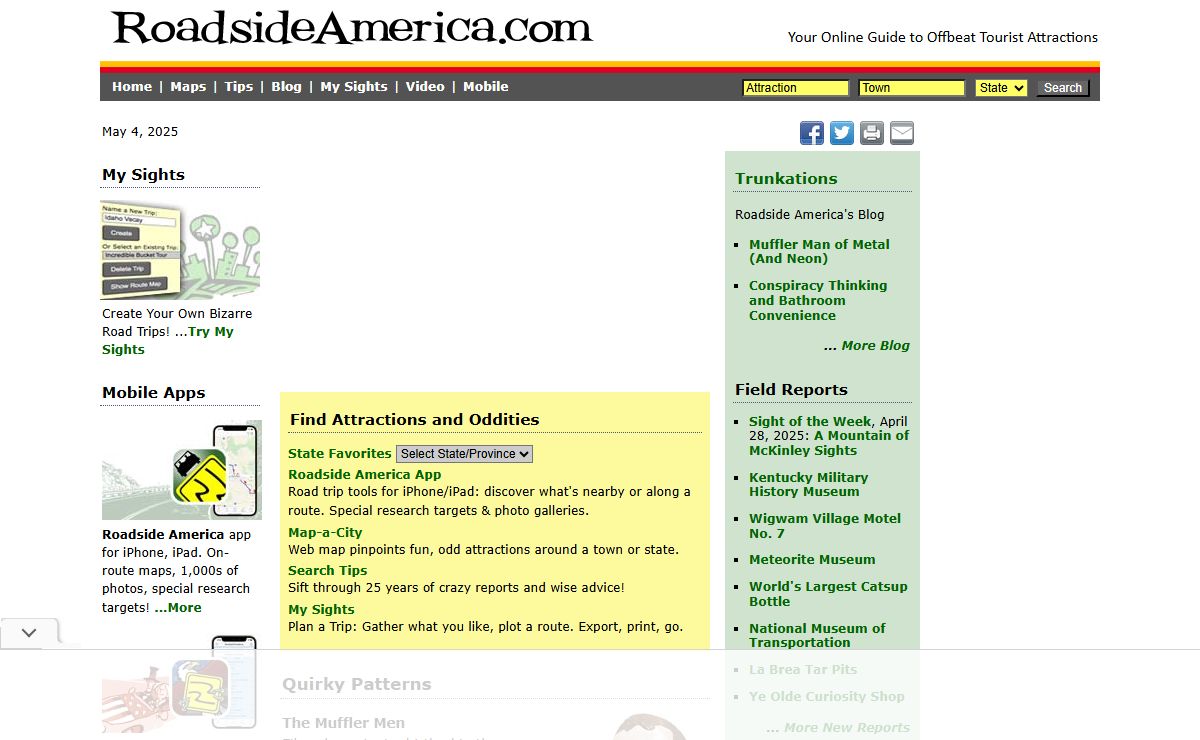 Roadside America - Guide to Uniquely Odd Tourist Attractions