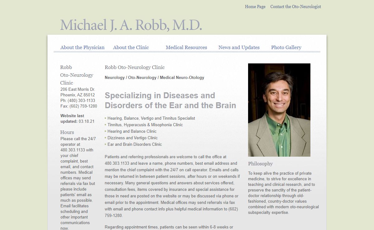 Michael J. A. Robb, M.D. - Neurology / Oto-Neurology / Medical Neuro-Otology