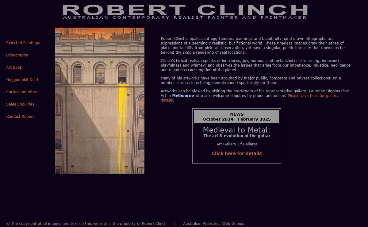 Robert Clinch - Contemporary realist painter of remarkable urban capriccios.
