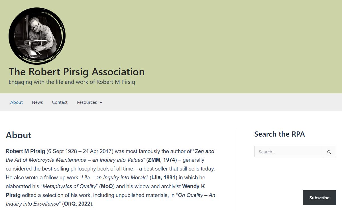 The Robert Pirsig Association – Engaging with the life and work of Robert M Pirsig