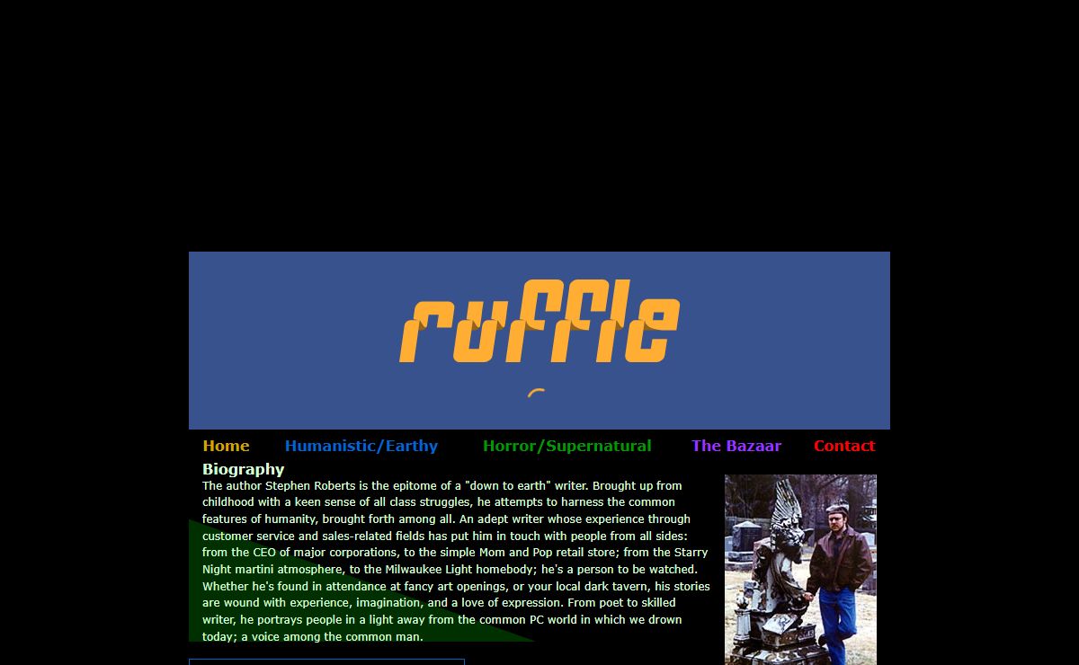 Stephen Roberts, Writer ~ short stories, poetry, novels ~ Contact Page ~ Contact me about any of the writing samples of short stories, poetry, and novels found on this site, or