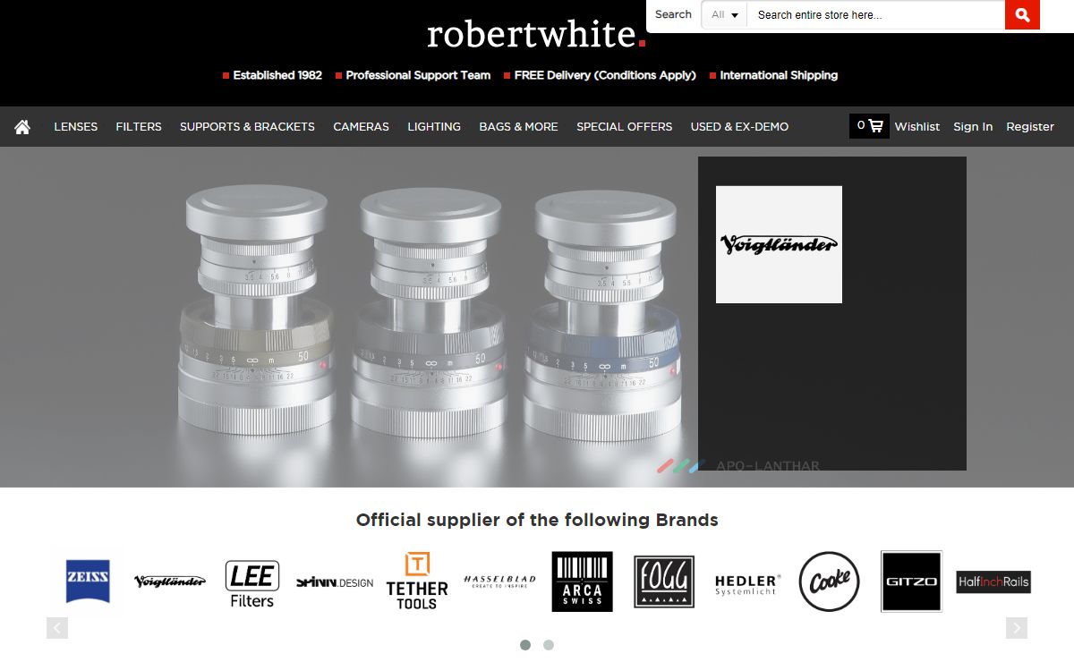 Robert White - Specialist Photography Cameras Filters Lenses Lighting Camera Heads