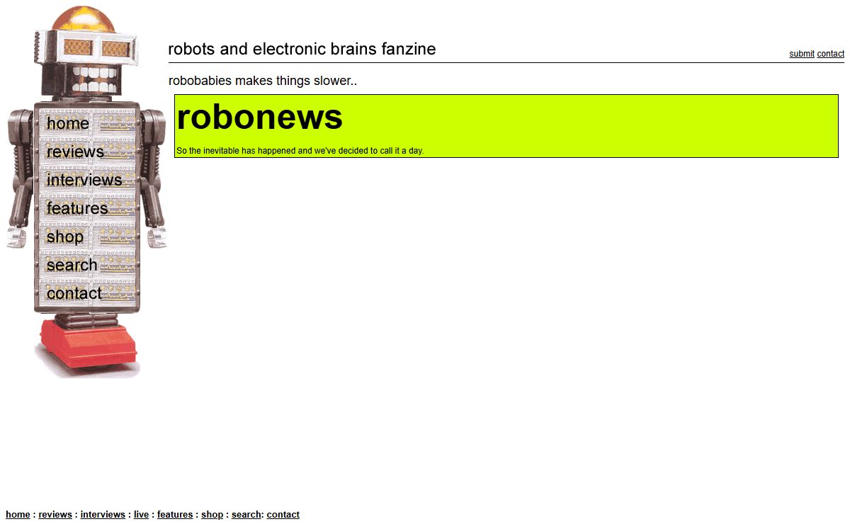 Robots & Electronic Brains - eclectic music zine
