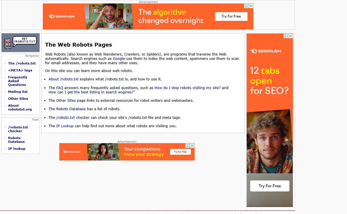 The Web Robots Pages