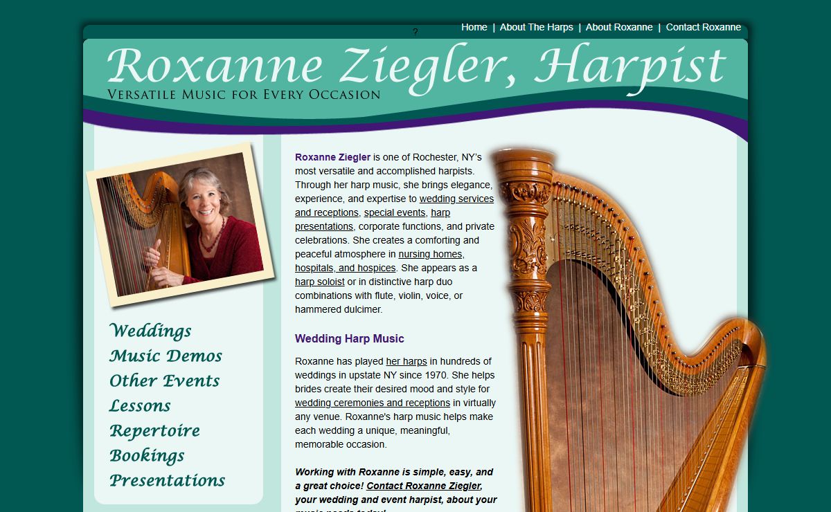 Roxanne Ziegler, Harpist, Music, Weddings, Rochester, NY