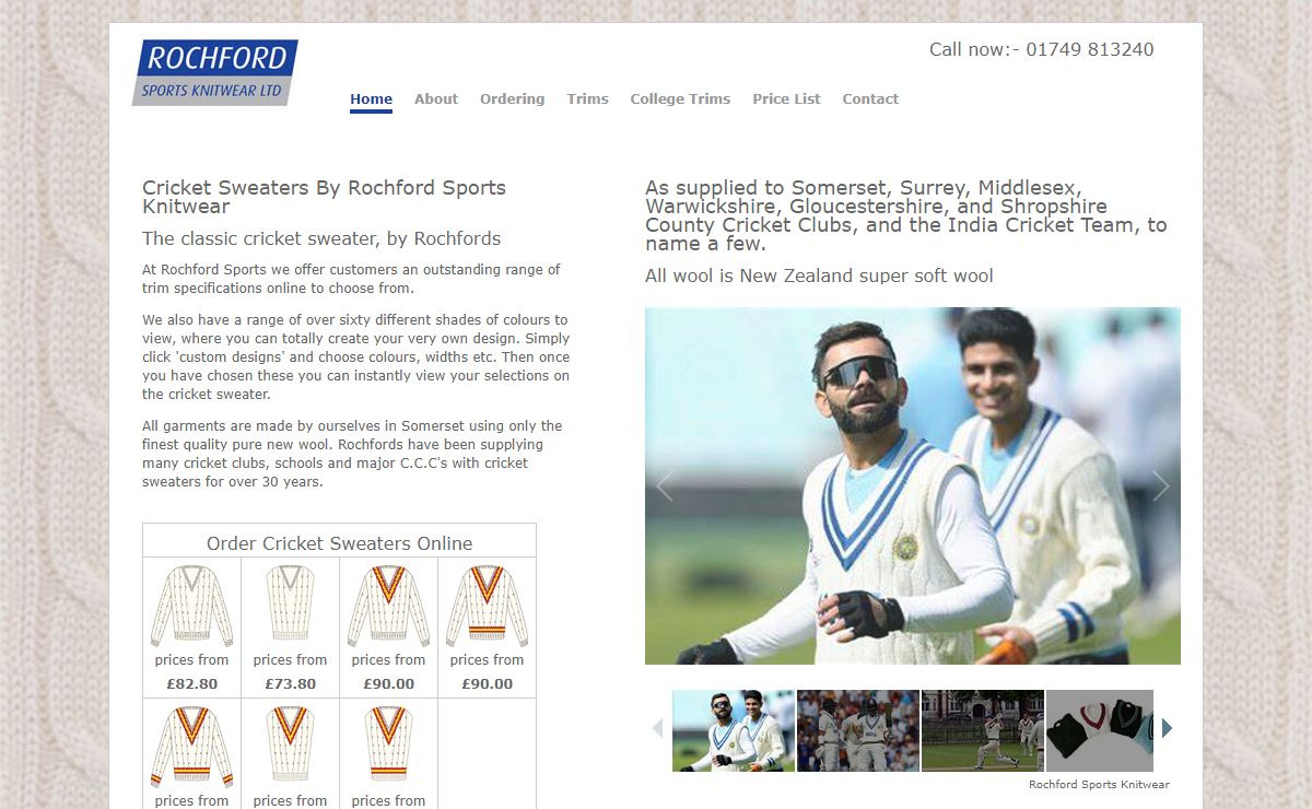 Rochford Sports Bespoke Cricket Sweaters.