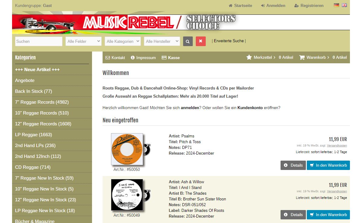 Schallplatten-Shop: Reggae Roots Dub Ska Dancehall Records Vinyl CDs : Musicrebel