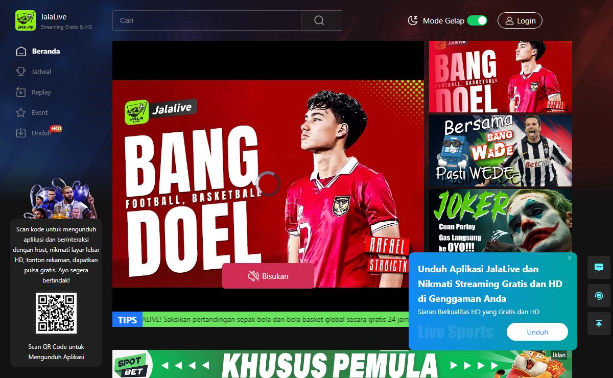 JalaLive-Pertandingan global, HD gratis, siaran langsung sepak bola, dan NBA basket dapat ditonton secara gratis secara online.