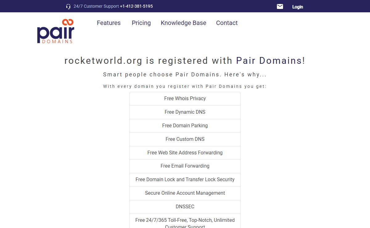 rocketworld.org is registered with Pair Domains