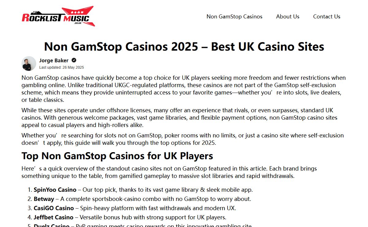 Non GamStop Casinos 2025 - Best UK Casino Sites