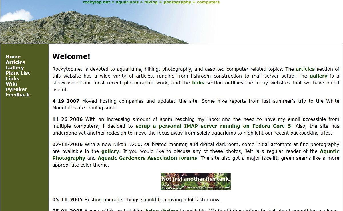 Rockytop.Net: Aquariums Hiking Photography Computers