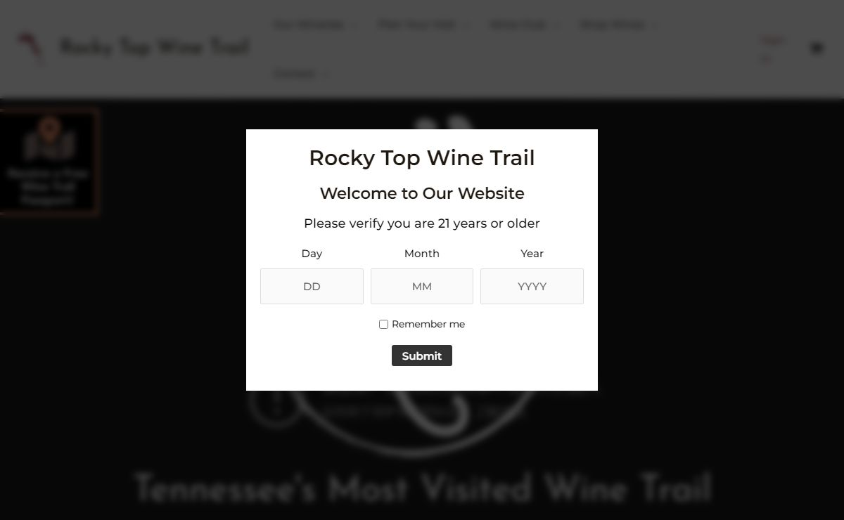 Age Verification - Rocky Top Wine Trail