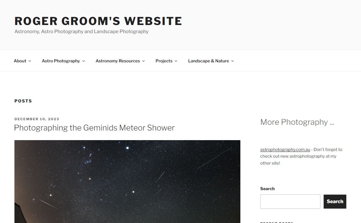 Roger Groom's Website – Astronomy, Astro Photography and Landscape Photography