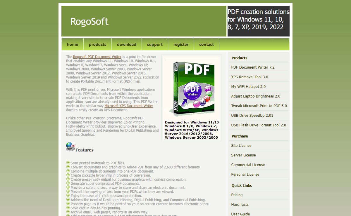 64-bit and 32-bit PDF Writer for Windows 8, 7, Vista, XP, 2003, 2008, 2012