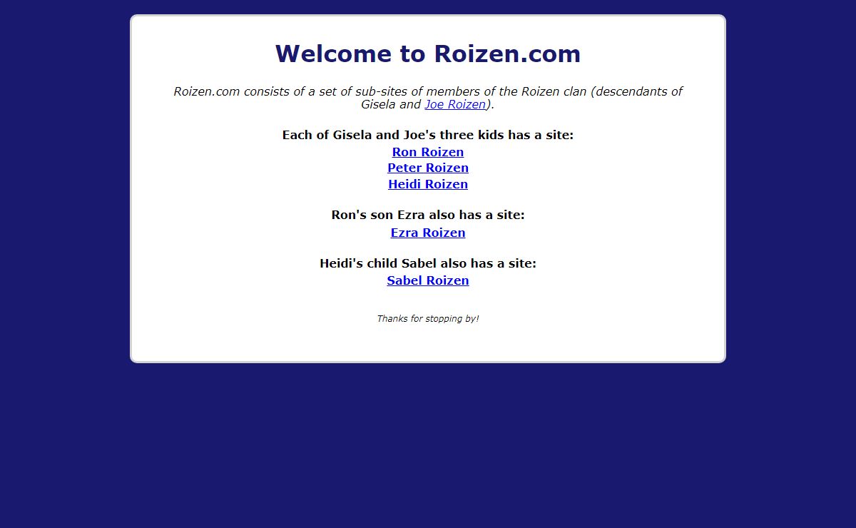 Welcome to Roizen.com
