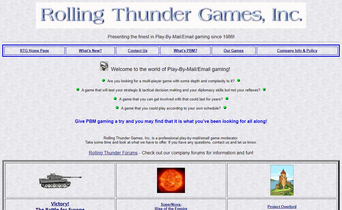 Rolling Thunder Games, Inc. Home Page