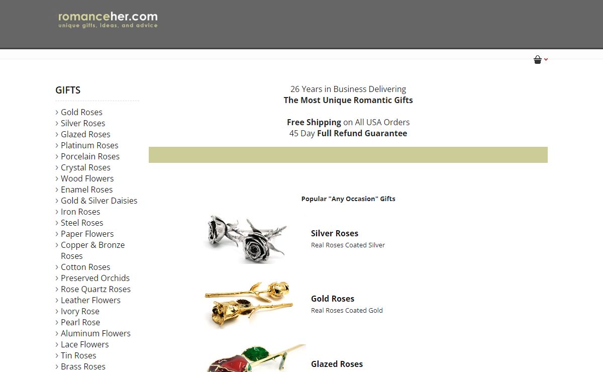 RomanceHer.com Romantic Gifts