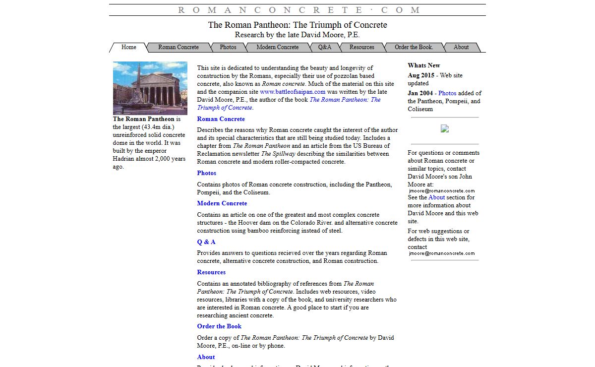 Roman Concrete Research by David Moore