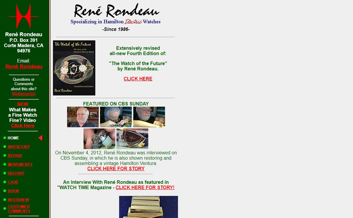 Vintage Hamilton Electric Watches By The Leading Authority - René Rondeau - Dealer of Other Fine Vintage Timepieces