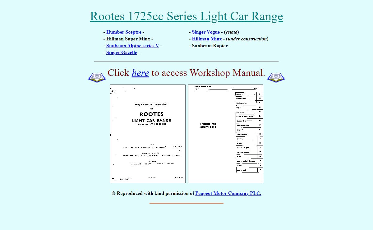 Rootes 1725cc Series Light Cars