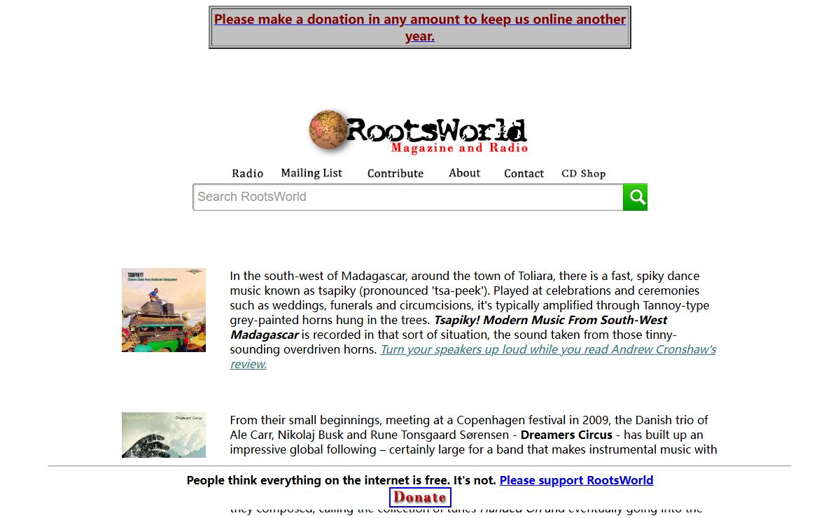 RootsWorld - a magazine and radio program of world music