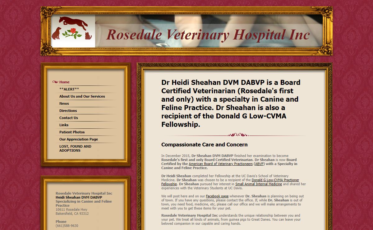 Rosedale Veterinary Hospital Inc "Compassionate Care and Concern"