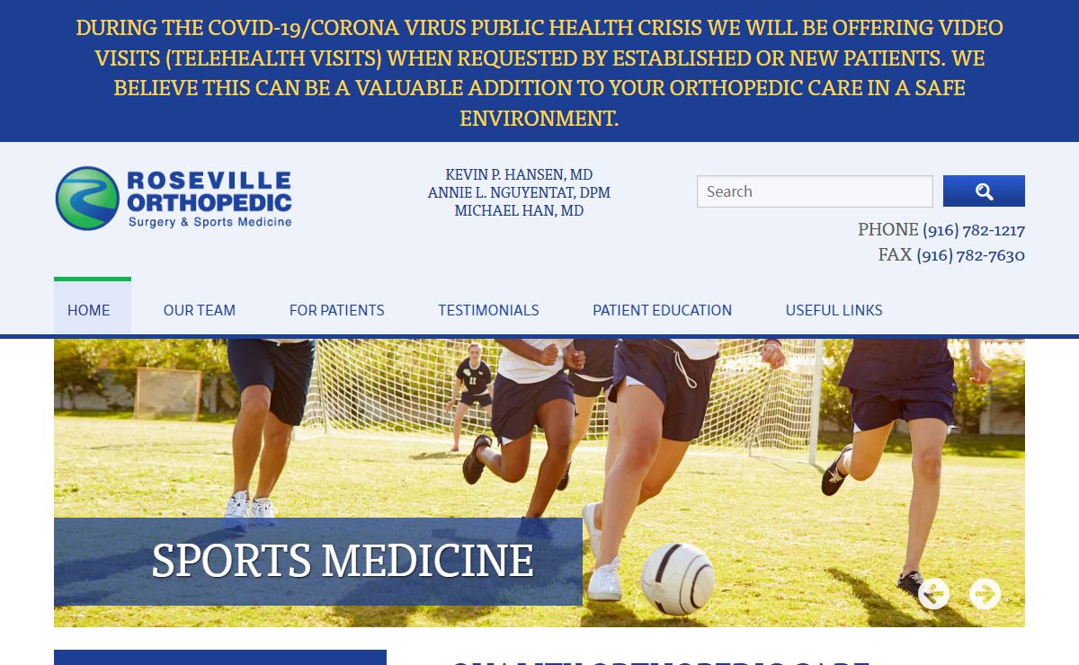 Quality Orthopedic Care | Roseville Orthopedic Surgery and Sports Medicine