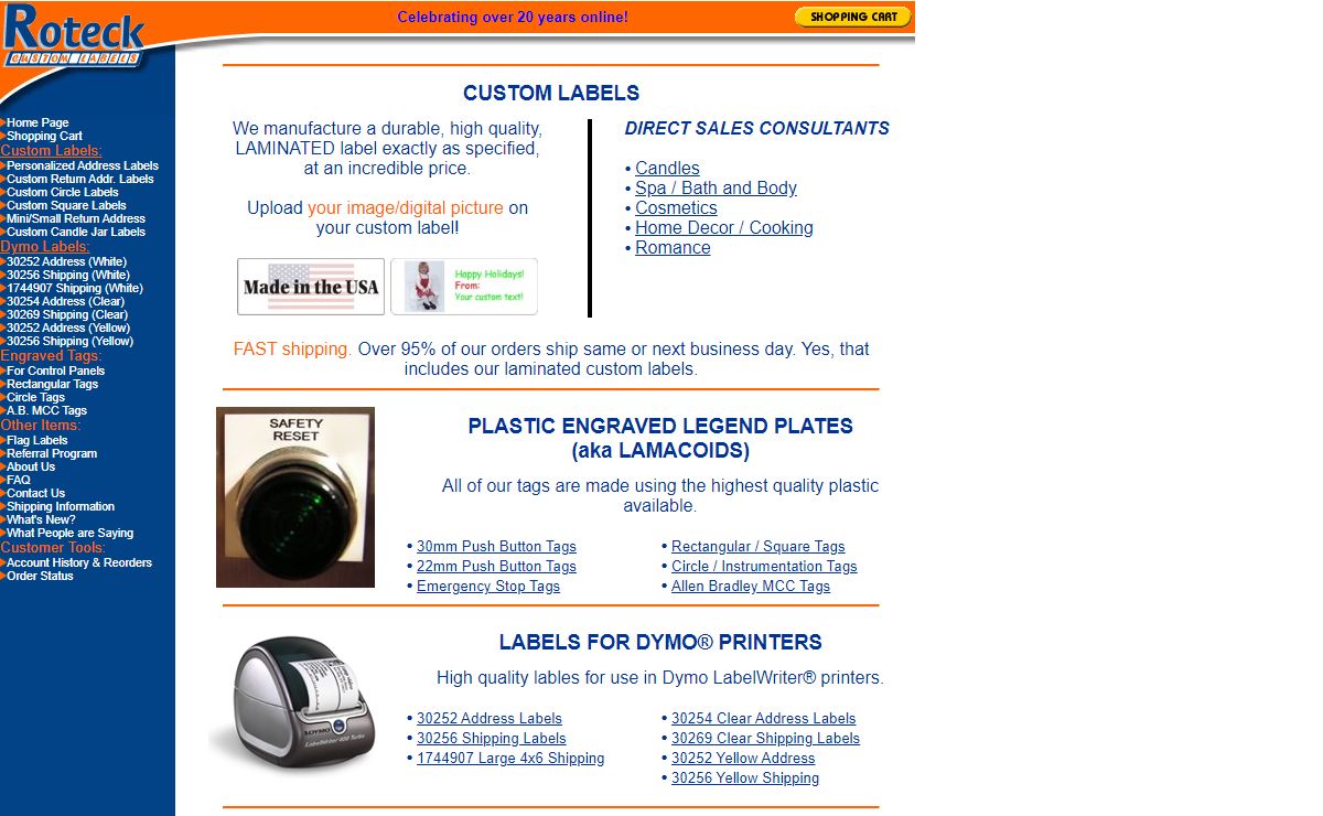 custom labels, dymo printer labels, blank label sheets - Roteck.com