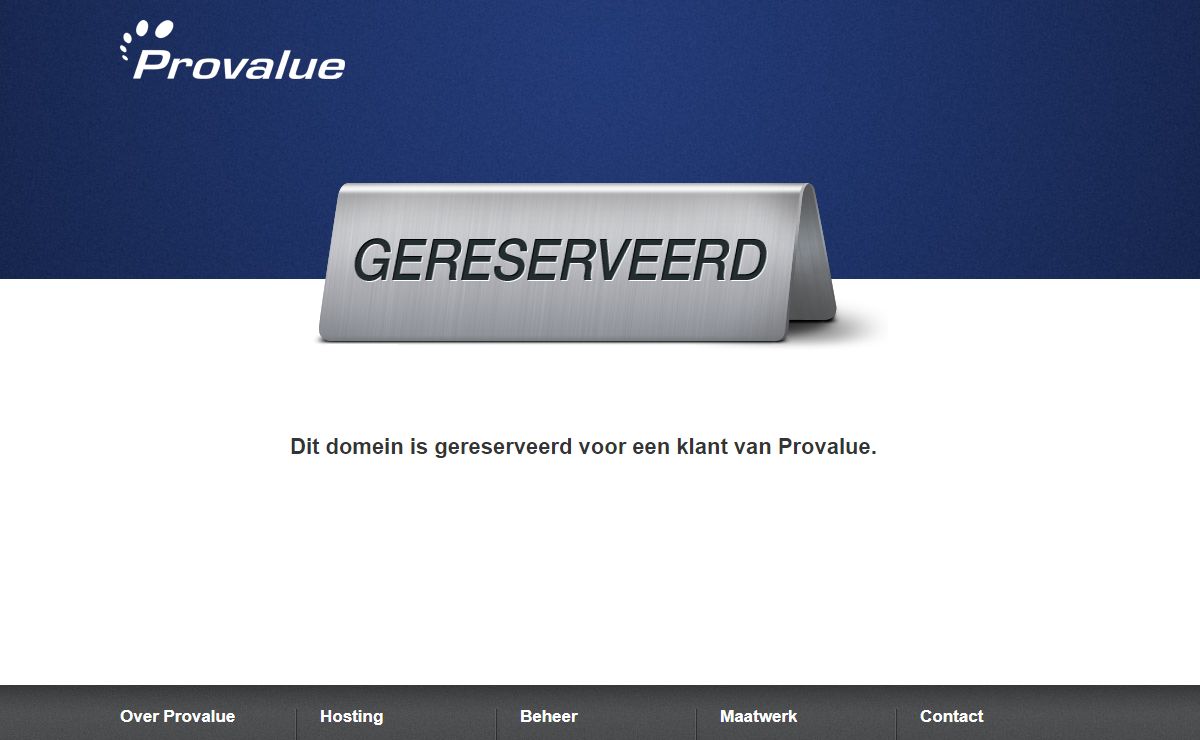 Dit domein is gereserveerd voor een klant van Provalue