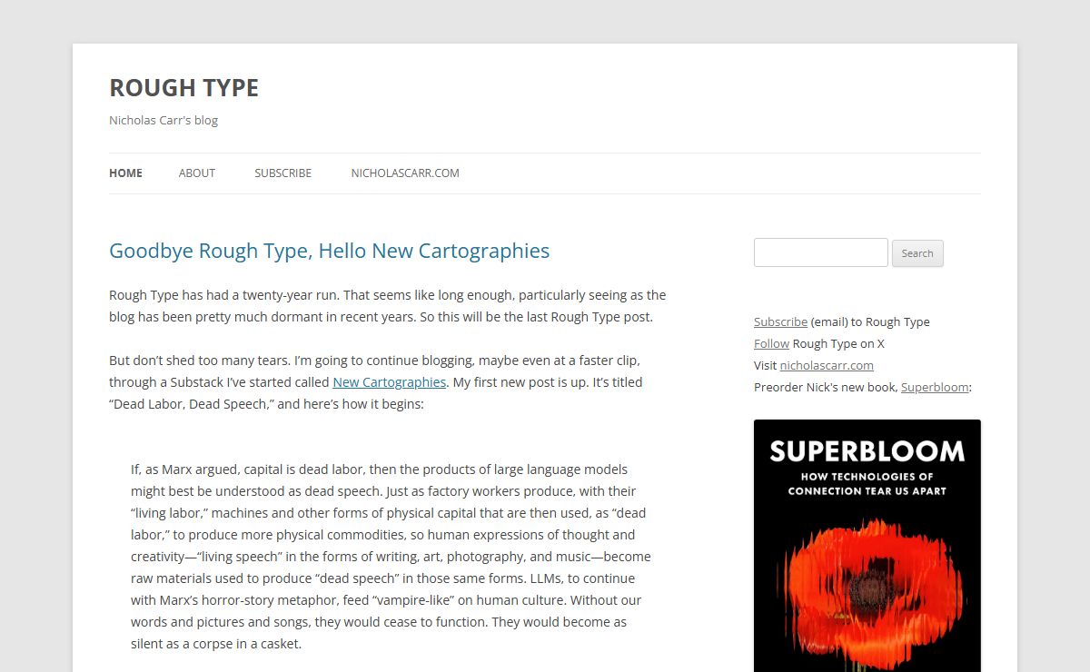 ROUGH TYPE | Nicholas Carr's blog