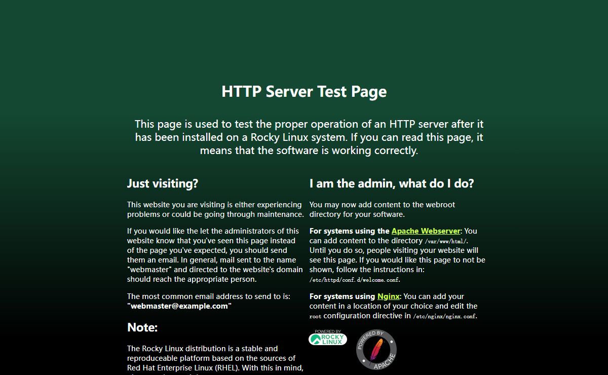 HTTP Server Test Page powered by: Rocky Linux