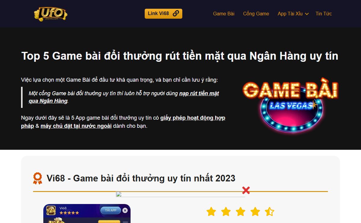 Top 5 Game bài đổi thưởng rút tiền mặt qua Ngân Hàng uy tín