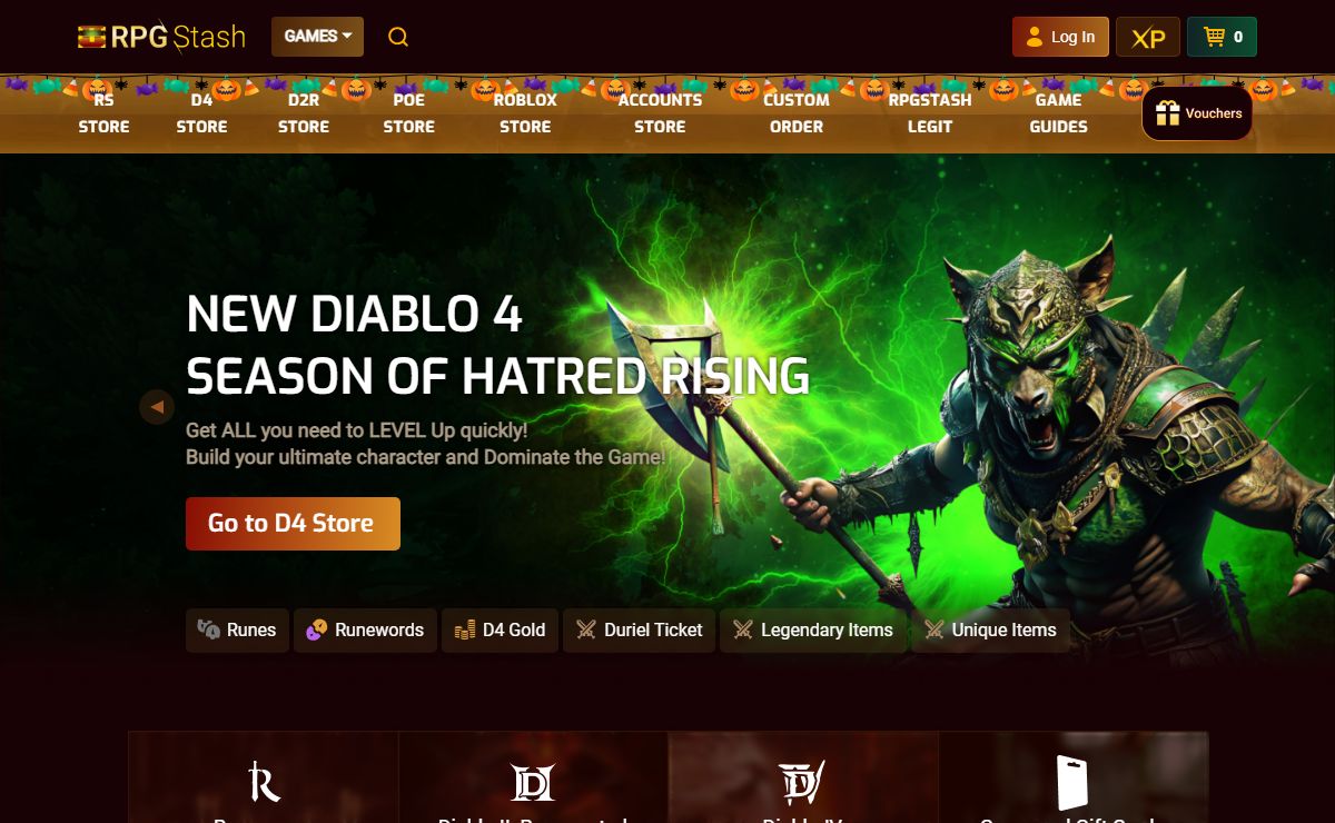 Buy D2R Items and Runes, OSRS Gold, POE Orbs - RPGStash