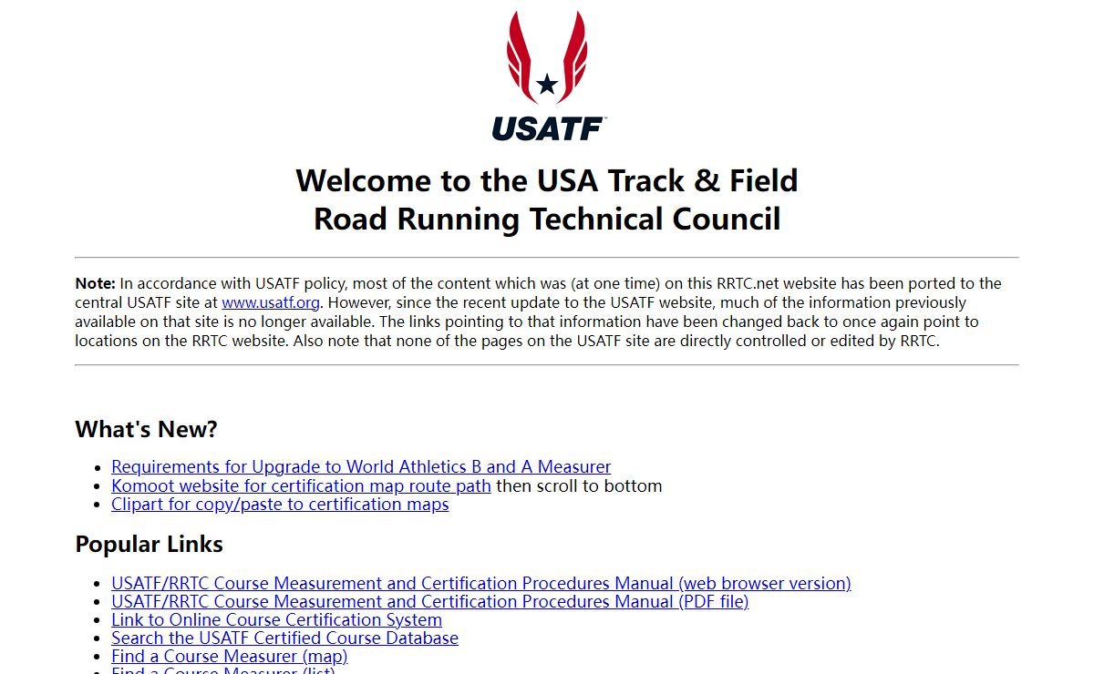 USATF/RRTC - Course Measurement & Certification
