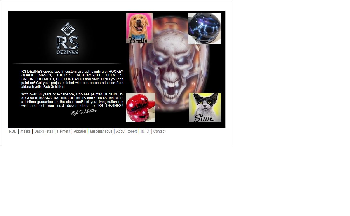 RS Dezines Custom Airbrush Painting of Hockey Goalie Masks, Tshirts, Pet Portraits, Paintings and Motorcycle Helmets