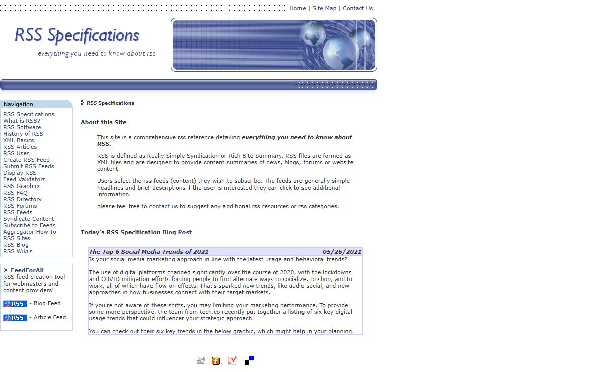 RSS Specifications and RSS Feeds