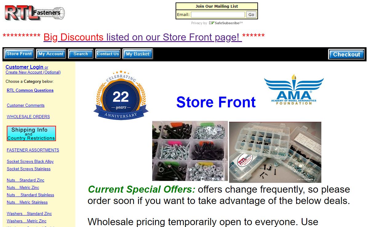 RTL Fasteners - Hobbies, Radio Control, ( R/C or RC ), locknuts, metric screws, servo screws, socke