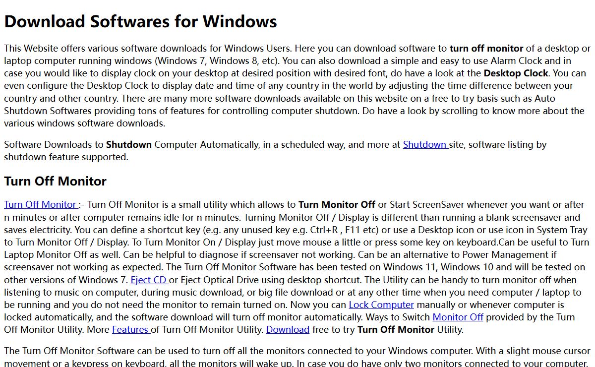Download Software: Turn Off Monitor, Alarm Clock, Desktop Clock, World Time