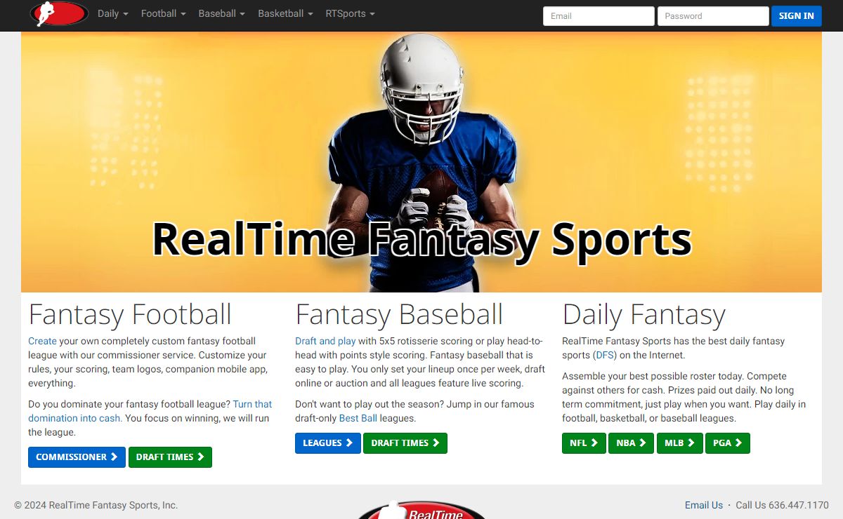 Fantasy Football Baseball Basketball and DFS | RealTime Fantasy Sports
