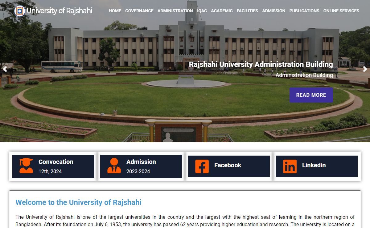 University of Rajshahi – Official website for Rajshahi University