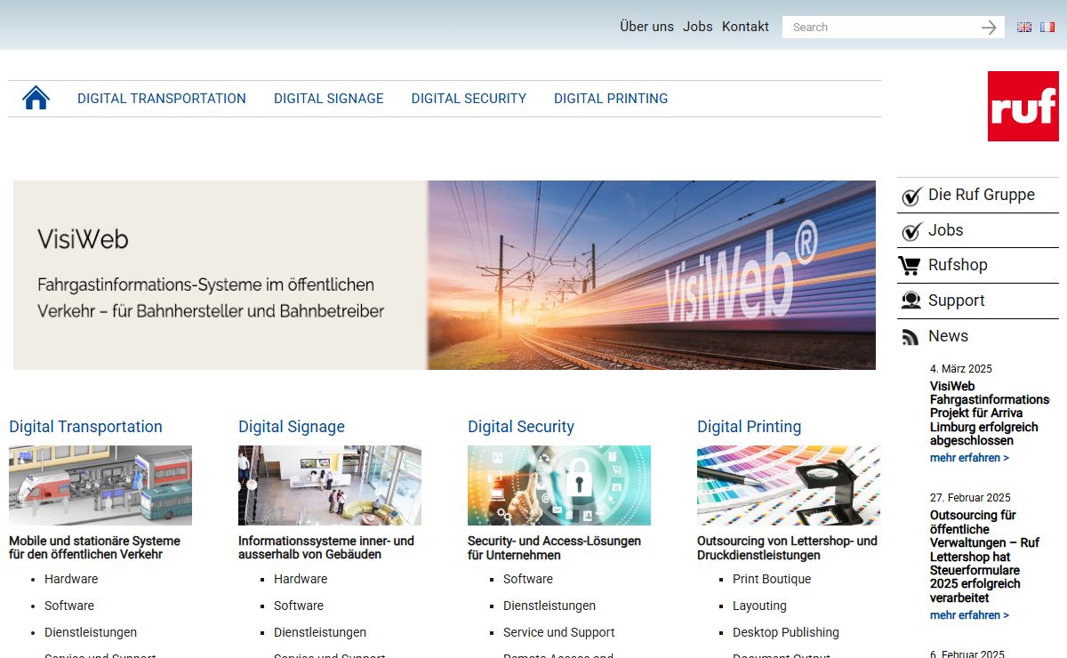 Ruf Gruppe - Ruf Avatech AG | Passenger information systems for public transport. ICT-Solutions and Services for Digital Transportation, Digital Signage, Digital Security and Lettershop