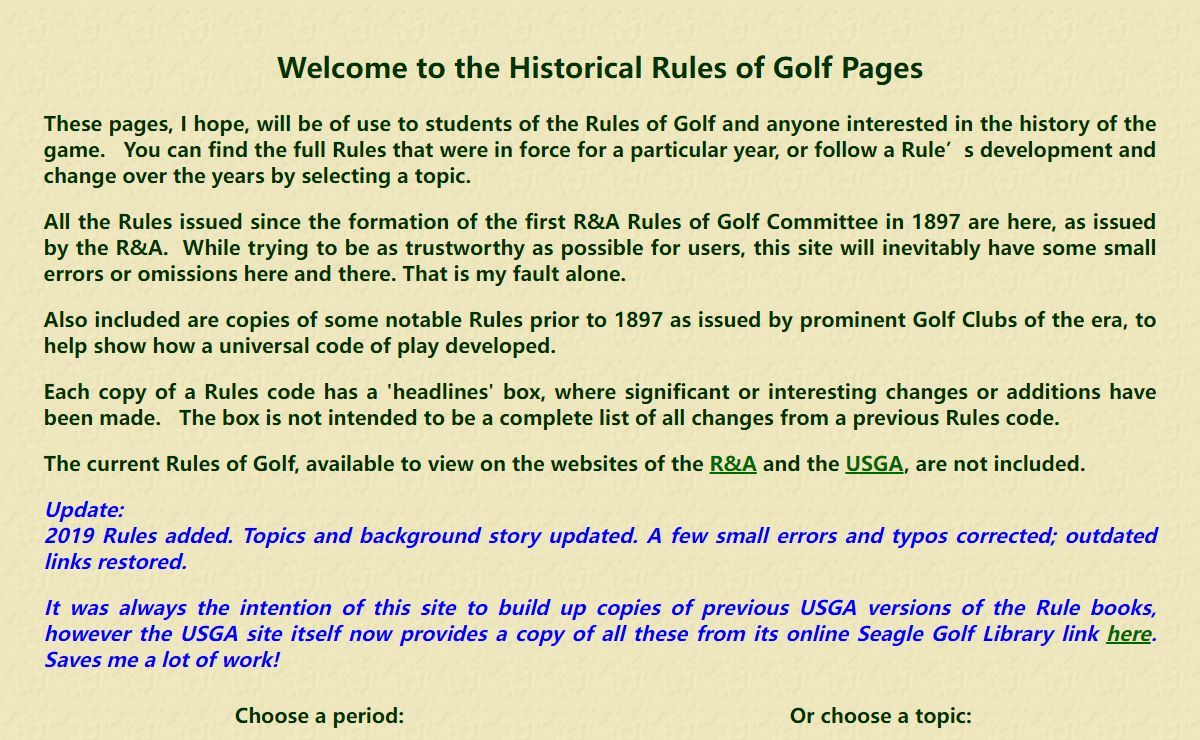 Historical Rules of Golf
