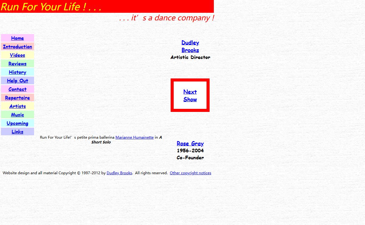 Run For Your Life!...it's a dance company! -- home page