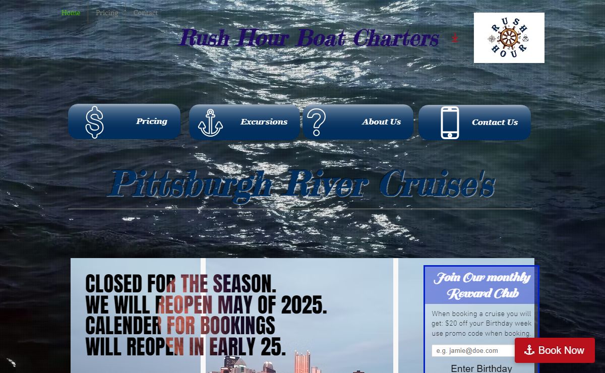 Pittsburgh sightseeing cruise | Rush Hour Boat Charters