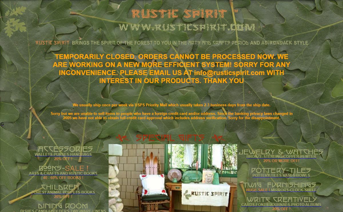 RUSTIC SPIRIT presents Rustic Adirondack mountain decorating Arts and Crafts Period and Arts and Crafts Movement home decorating clothing and jewelry