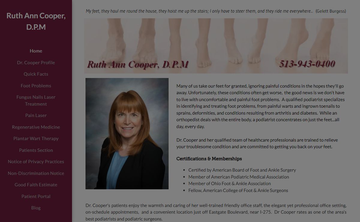 Podiatrist Cincinnati,OH – Ruth Ann Cooper DPM