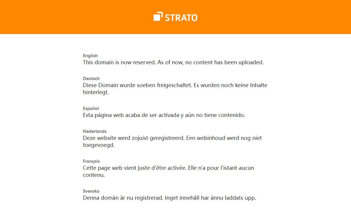 STRATO - Domain reserved